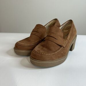 Torrid Shoes Womens 10 Chunky Loafer Y2K Brown Suede Block Heel